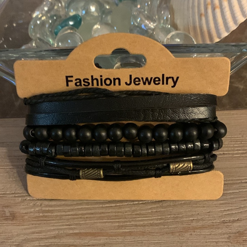 4 For $9 NEW Unisex Braided & Beaded Leather Bracelets